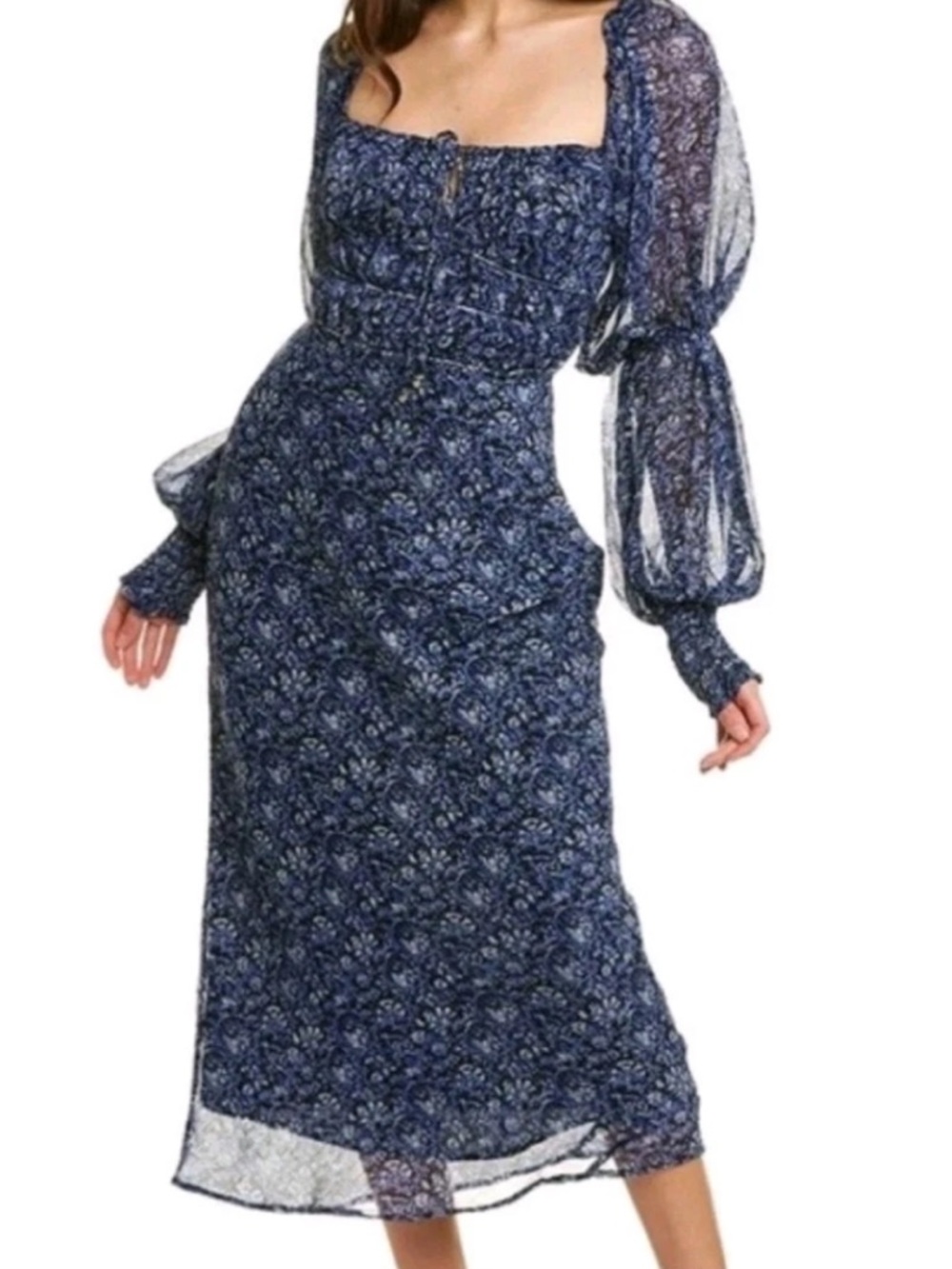 Free People Aglow Midi Dress in Blue